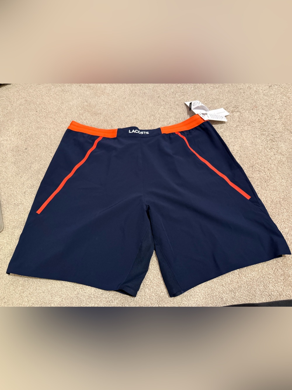 Lacoste Navy Shorts with Orange Trim